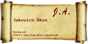 Jakovics Ákos névjegykártya