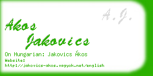 akos jakovics business card
