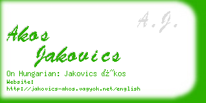 akos jakovics business card